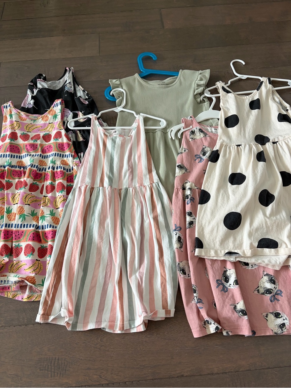 Bundle of 6x-7 H&M dresses cat polka dots unicorn fruit striped pastel